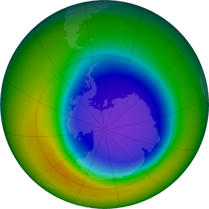 Antarctic ozone map for October 2023